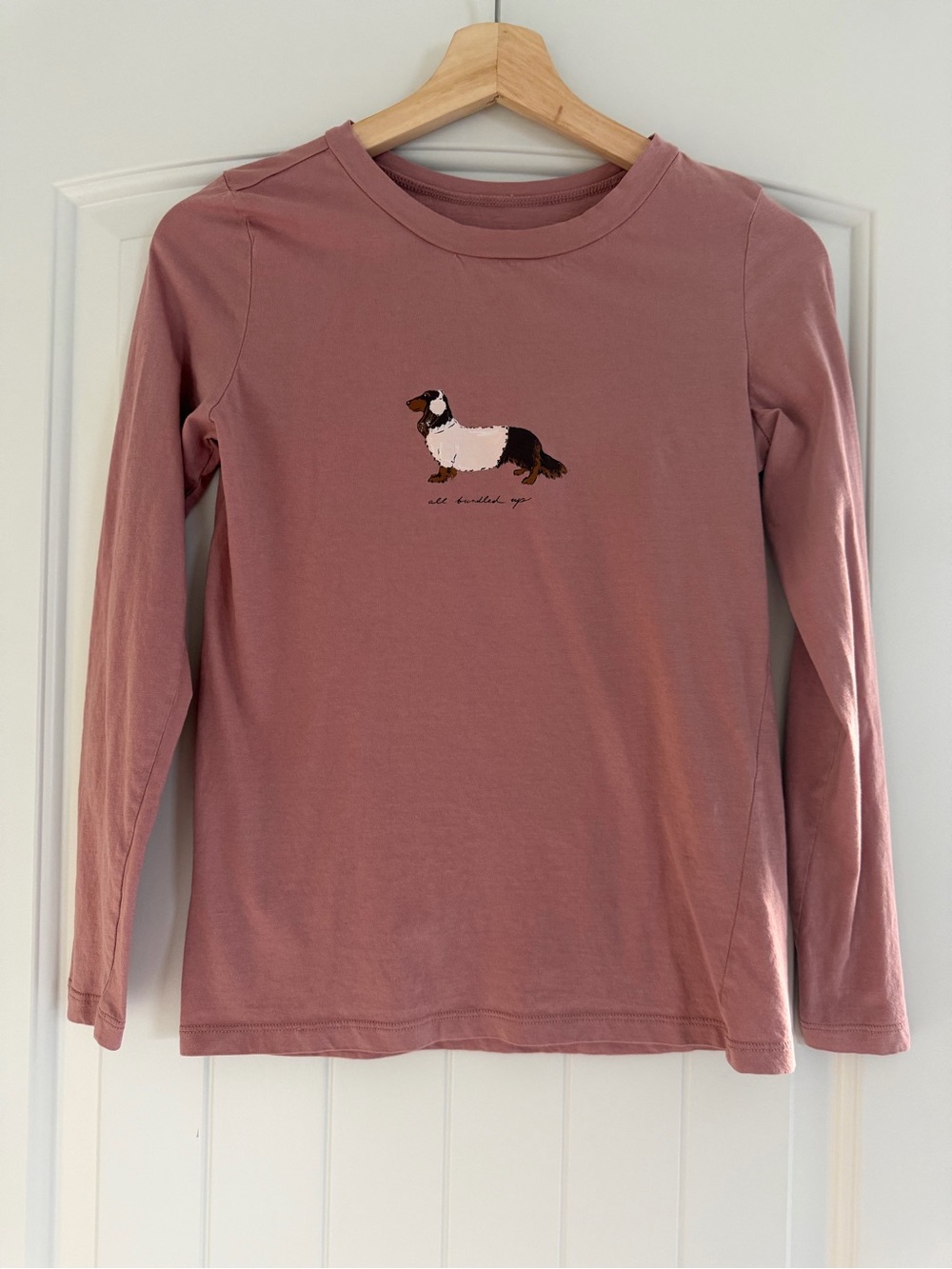 Loft Mauve Women’s XS Long-Sleeve Tee with Dachshund Graphic Cozy Dog Lover